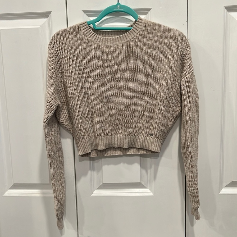 VERY gently worn Hollister tan crop sweater.
